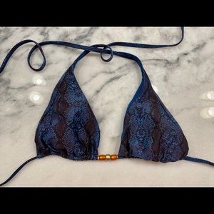 Vitamin A Blue Snakeskin Cheeky Bikini